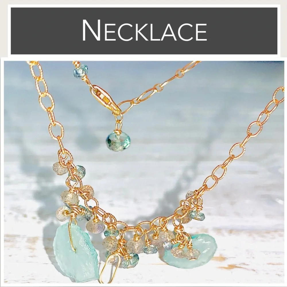 14K‎ GF Sea Glass & Labradorite Necklace (14K Gold-Filled)